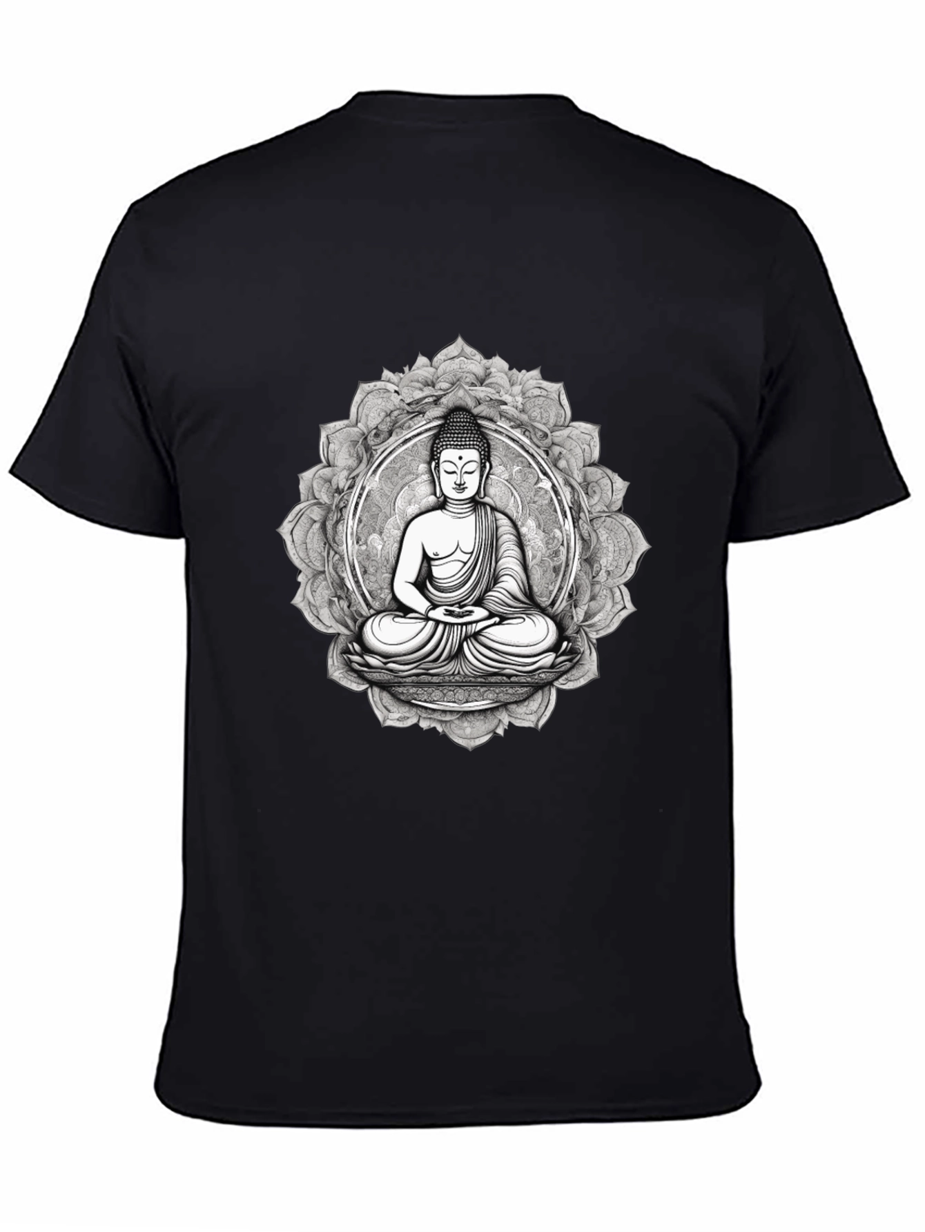 Black Buddha Mandala Graphic Tee - Black Cotton Blend view 4