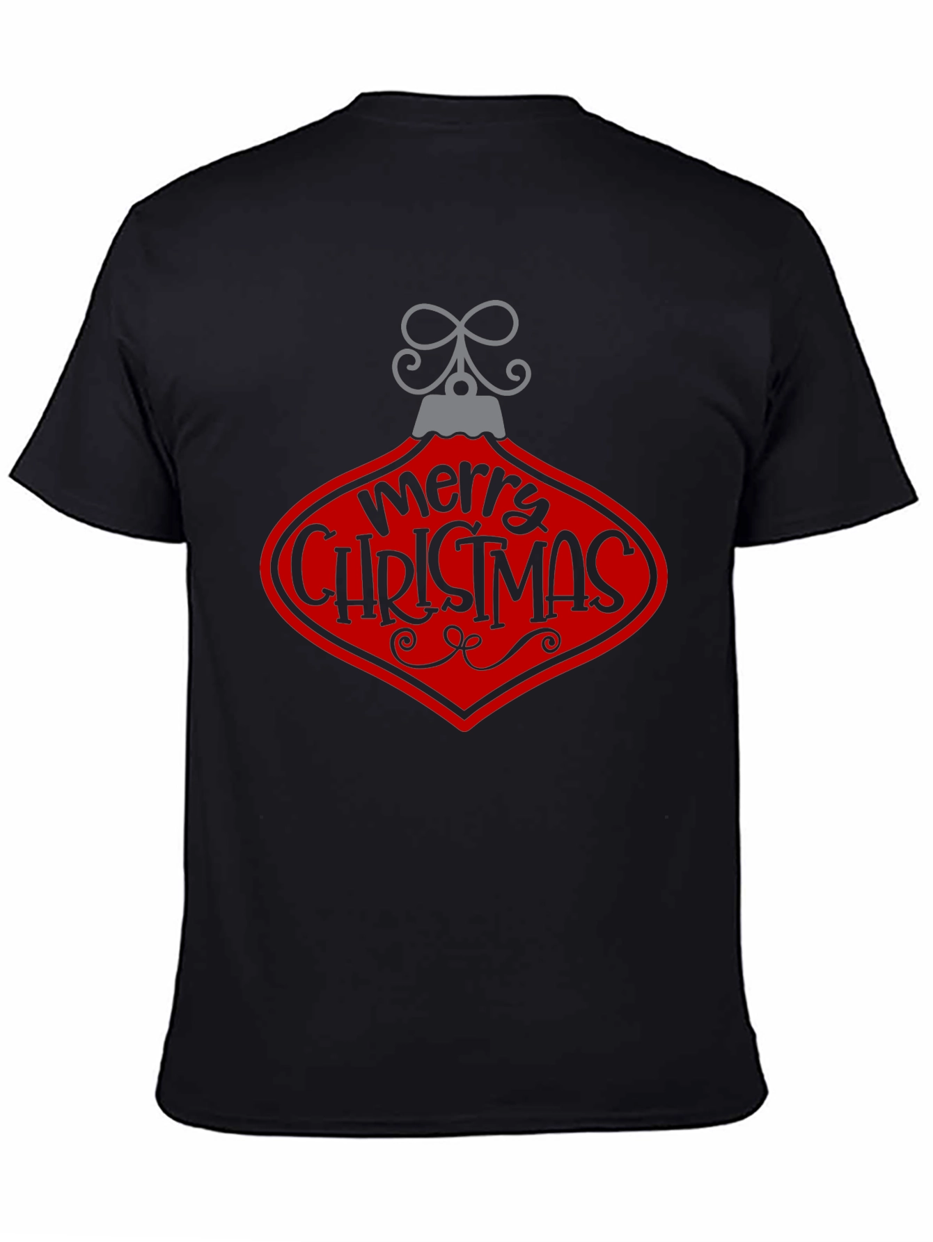 Merry Christmas Ornament Graphic Tee - Black - 4