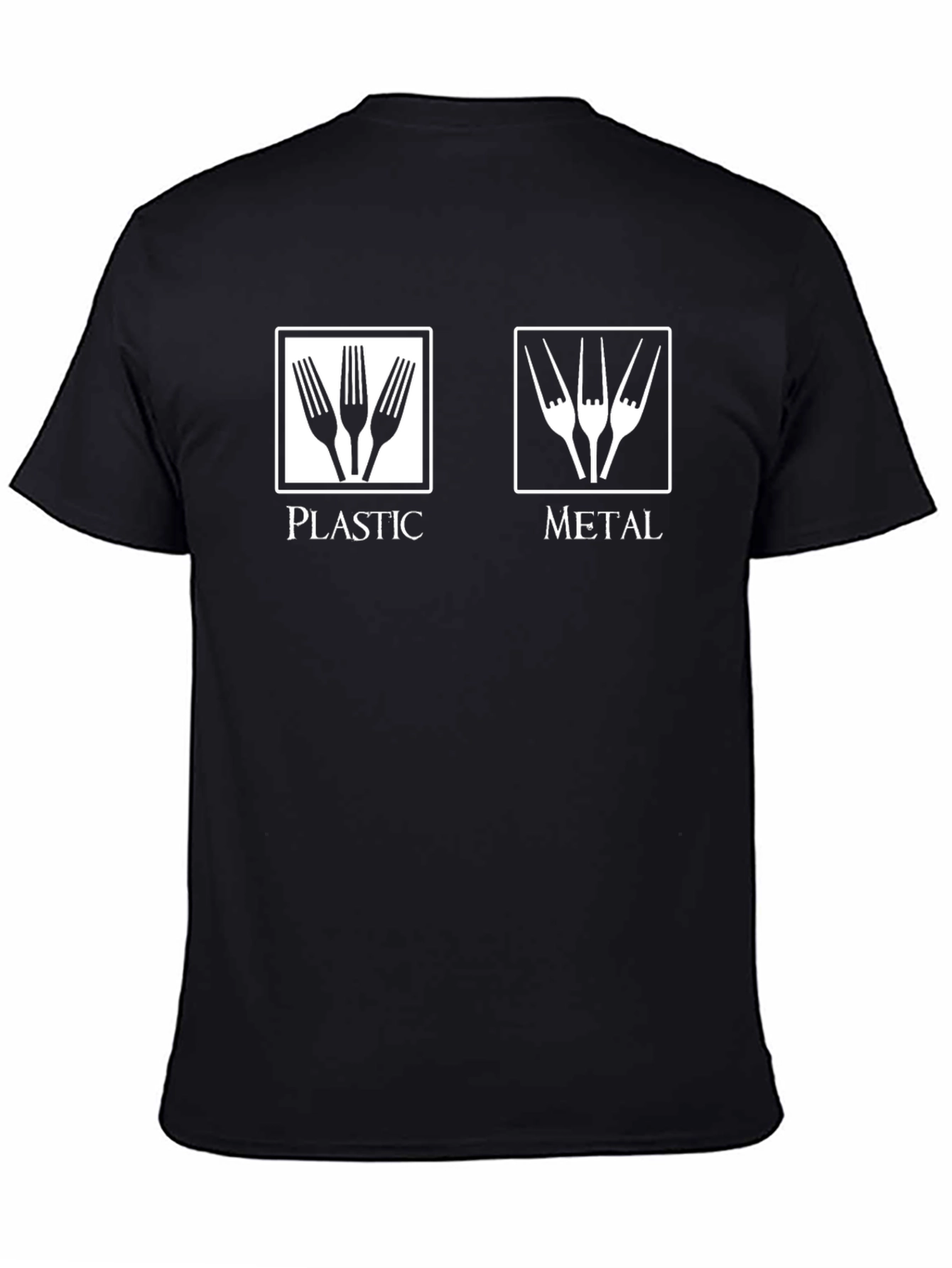 Black Plastic vs Metal Forks T-Shirt view 4