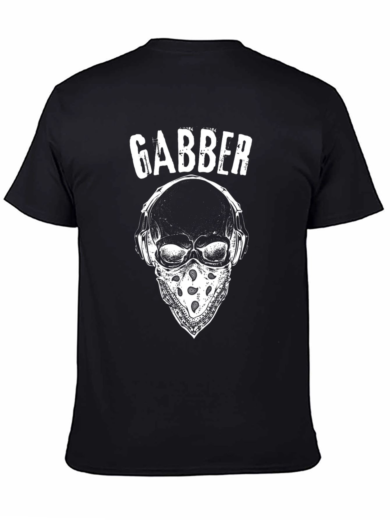 Black Gabber Skull Graphic T-Shirt - Black Cotton Tee view 4