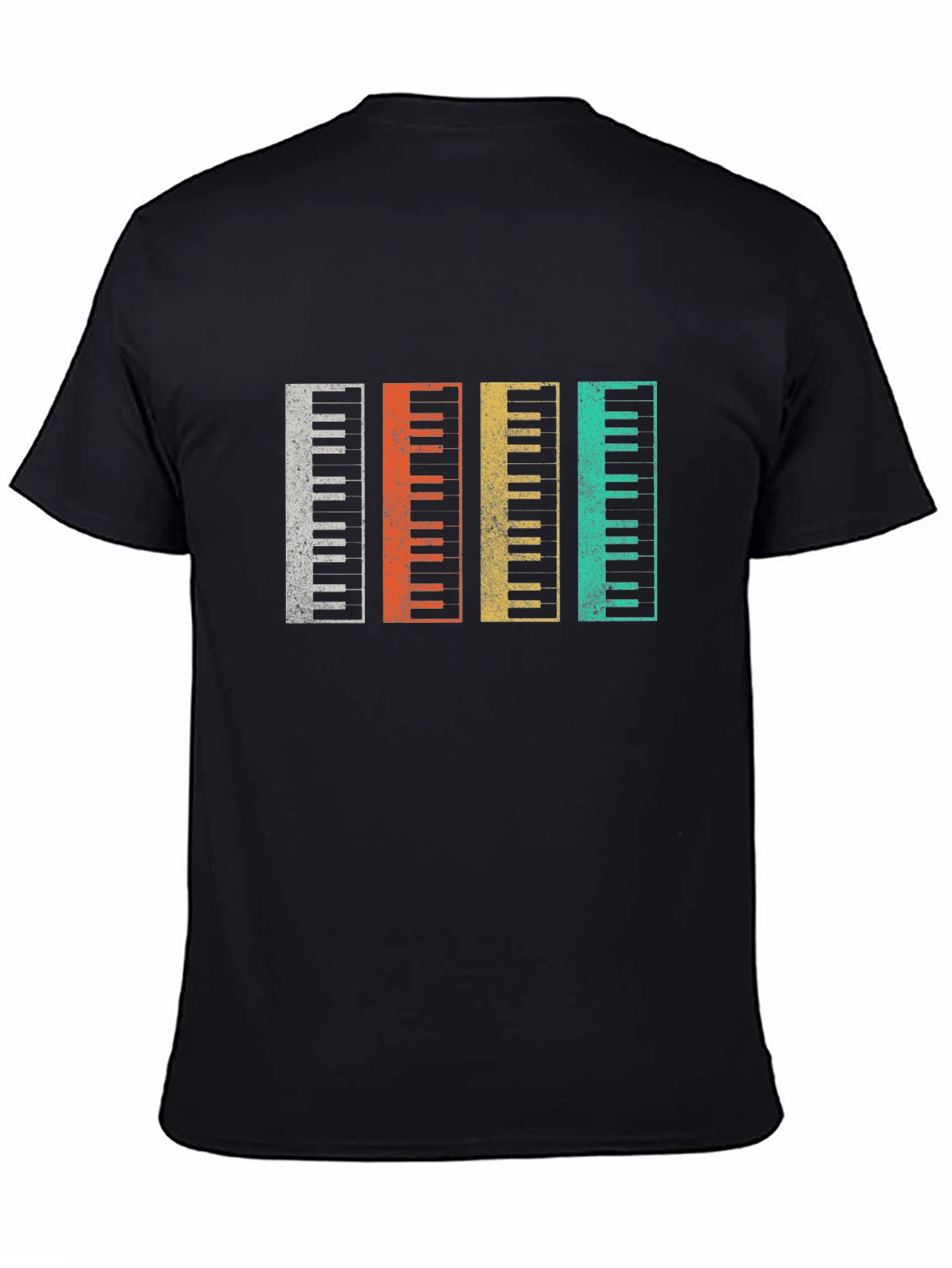 Black Retro Piano Keys T-Shirt Music Lover Gift view 4