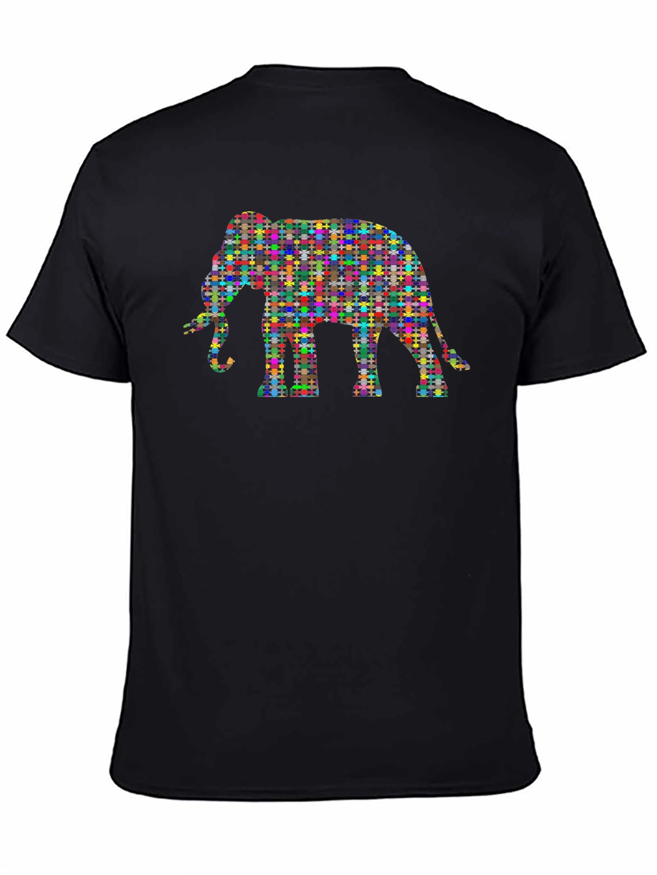 Black Colorful Elephant Graphic Tee view 4