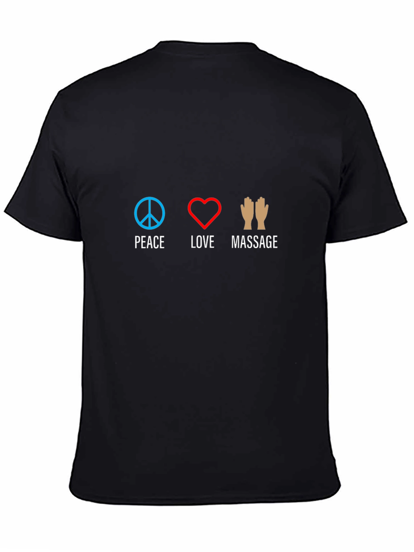 Black Peace Love Massage T-Shirt - Relax & Rejuvenate view 4