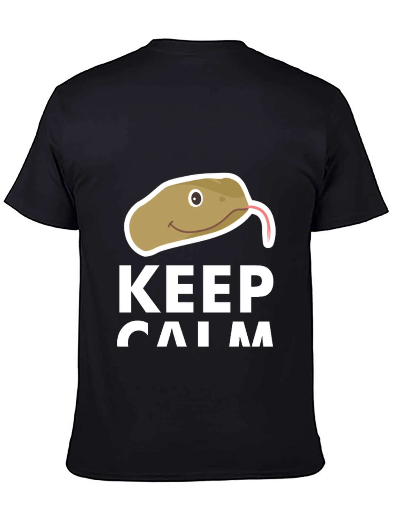 Black Keep Calm Snake T-Shirt - Funny Novelty Tee view 4