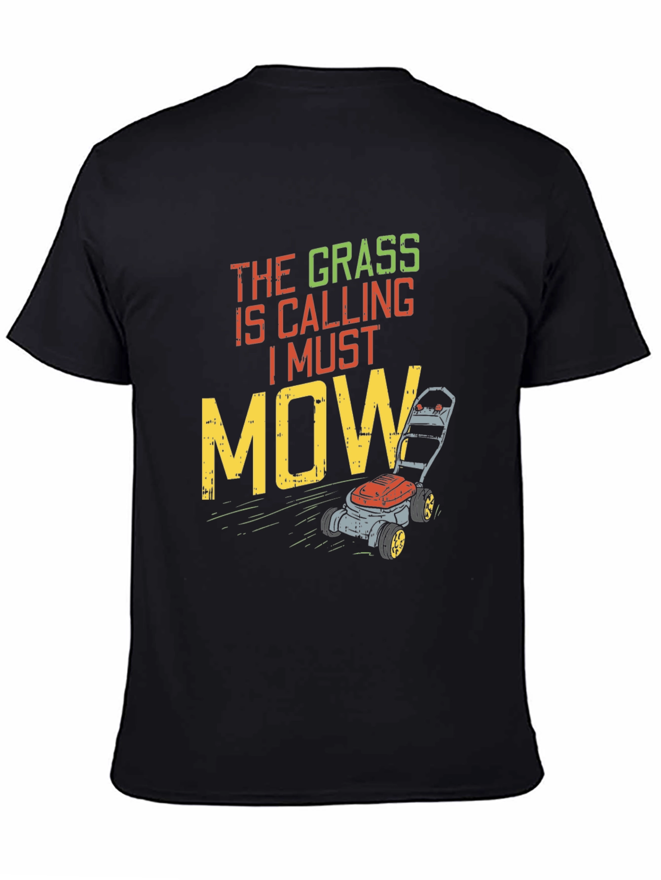 Black The Grass is Calling Funny Lawn Mowing T-Shirt view 4
