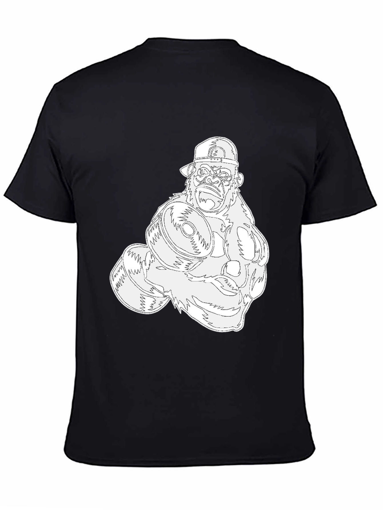 Black Gorilla Gym Tee: Black Cotton Fitness Shirt view 4