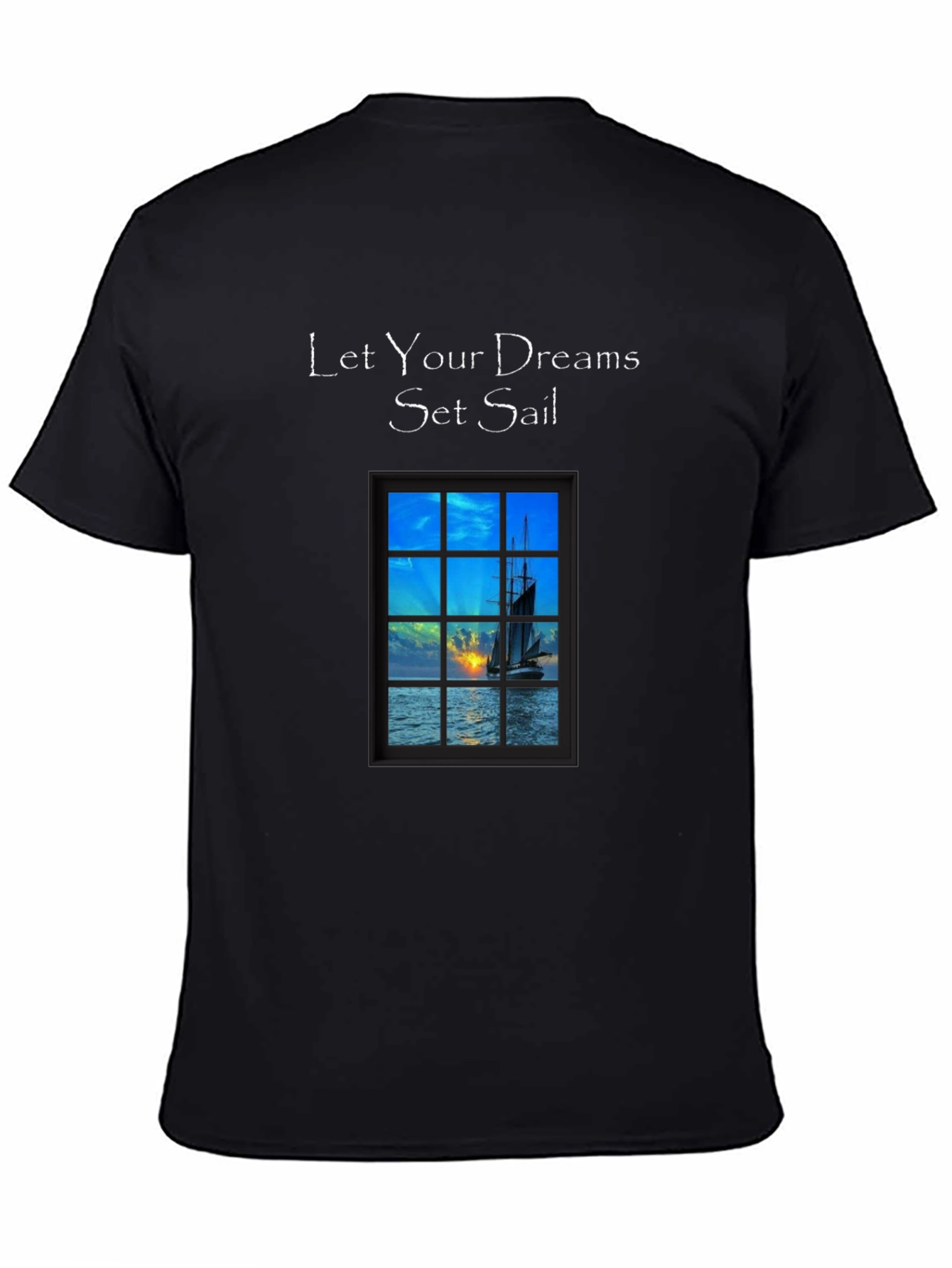 Black Let Your Dreams Set Sail T-Shirt - Black Crew Neck Tee view 4