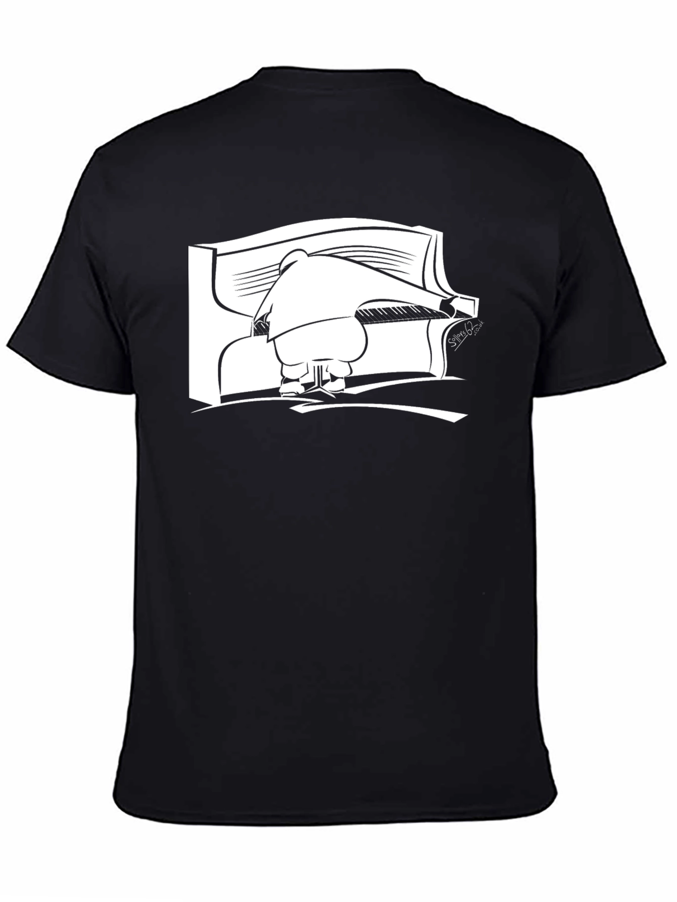 Black Black T-Shirt with Piano Player Graphic view 4