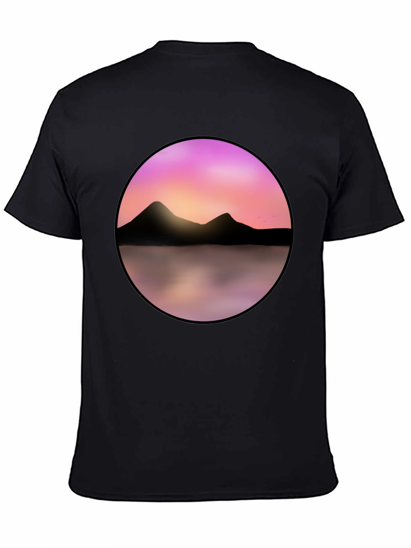 Black Sunset Mountain Lake Graphic Tee - Black view 4