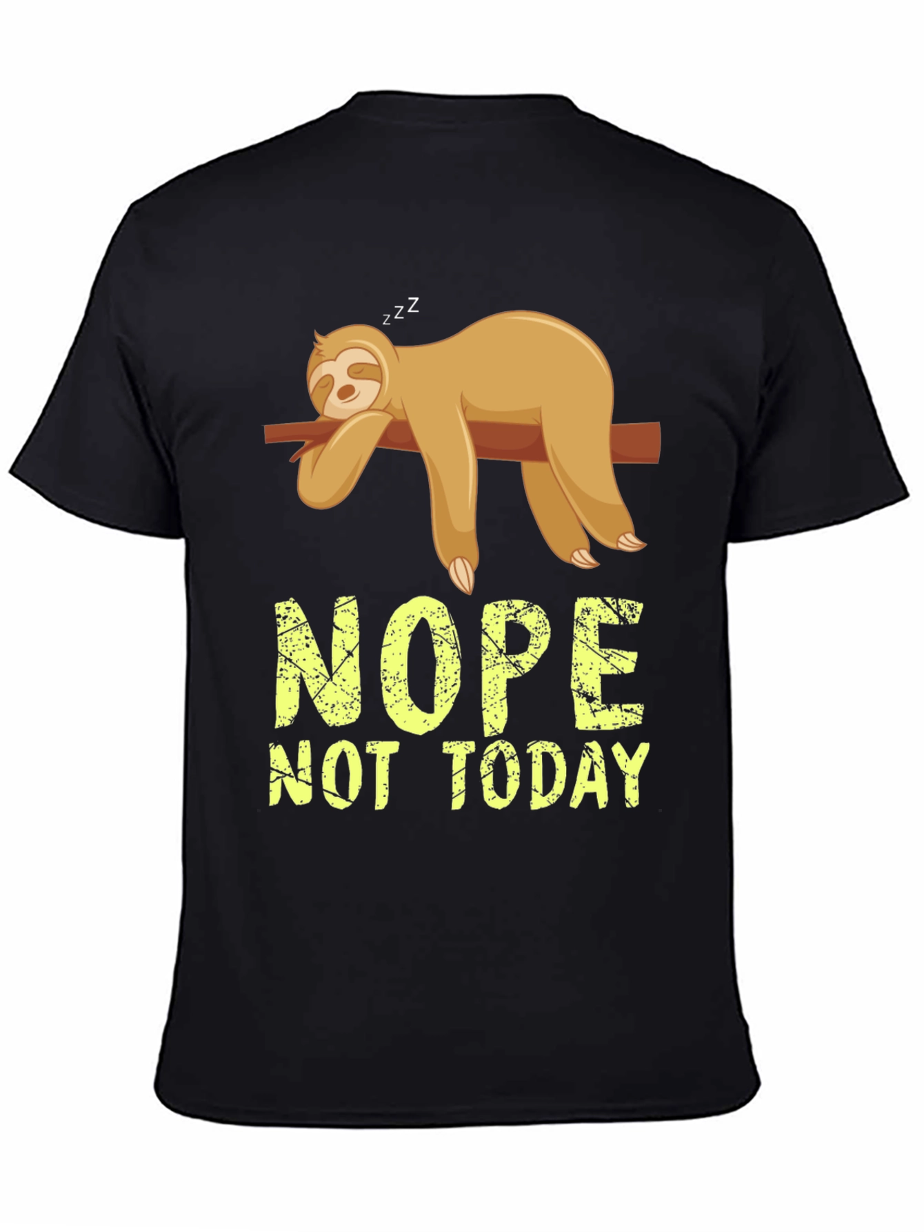 Black Nope Not Today Sloth Graphic T-Shirt view 4