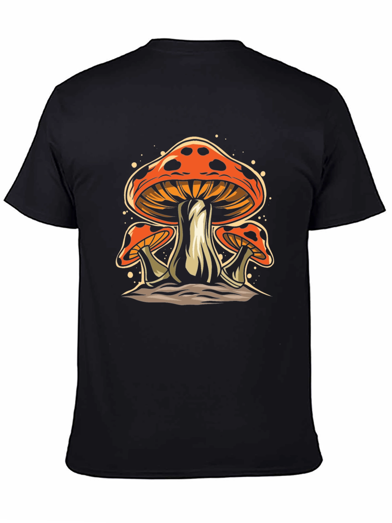 Black Mushroom Graphic Tee - Funky Black T-Shirt view 4