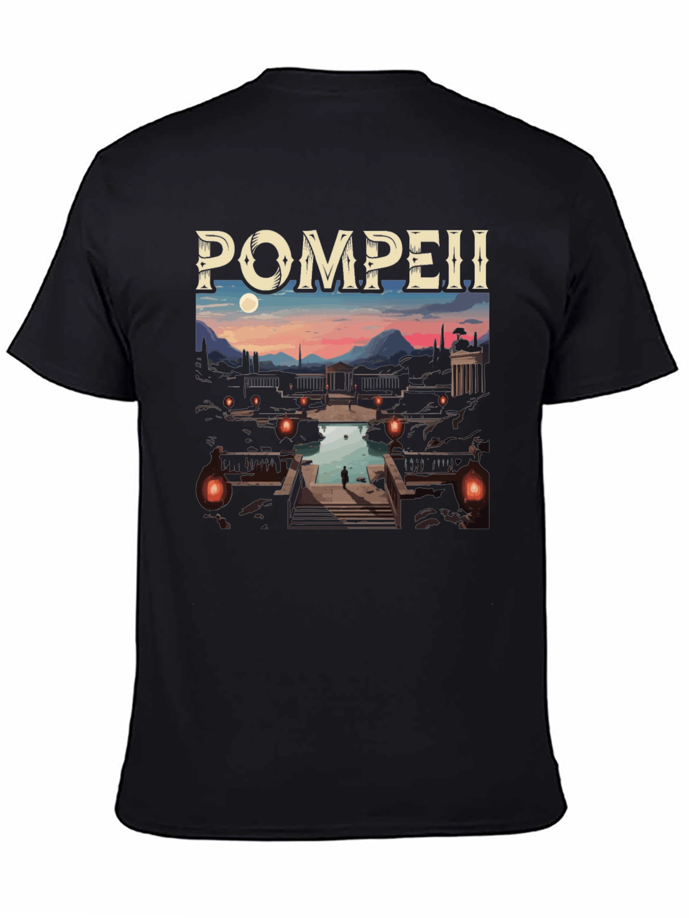 Black Pompeii Graphic Tee - Cityscape Black T-Shirt view 4