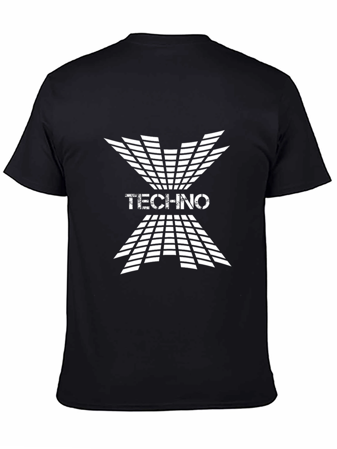 Black Techno Grid Graphic Black T-Shirt view 4