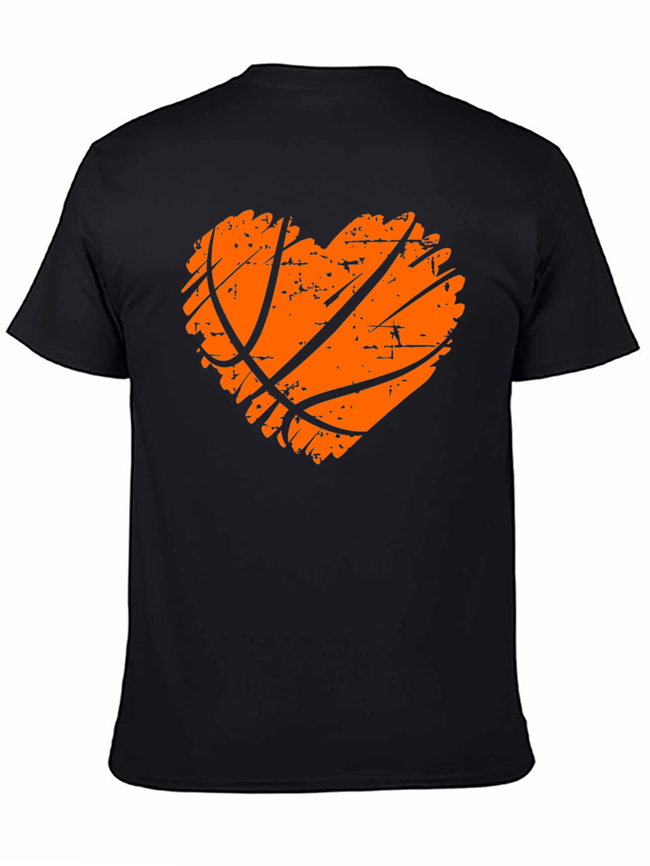 Black Basketball Heart Graphic Tee - Black Cotton T-Shirt view 4