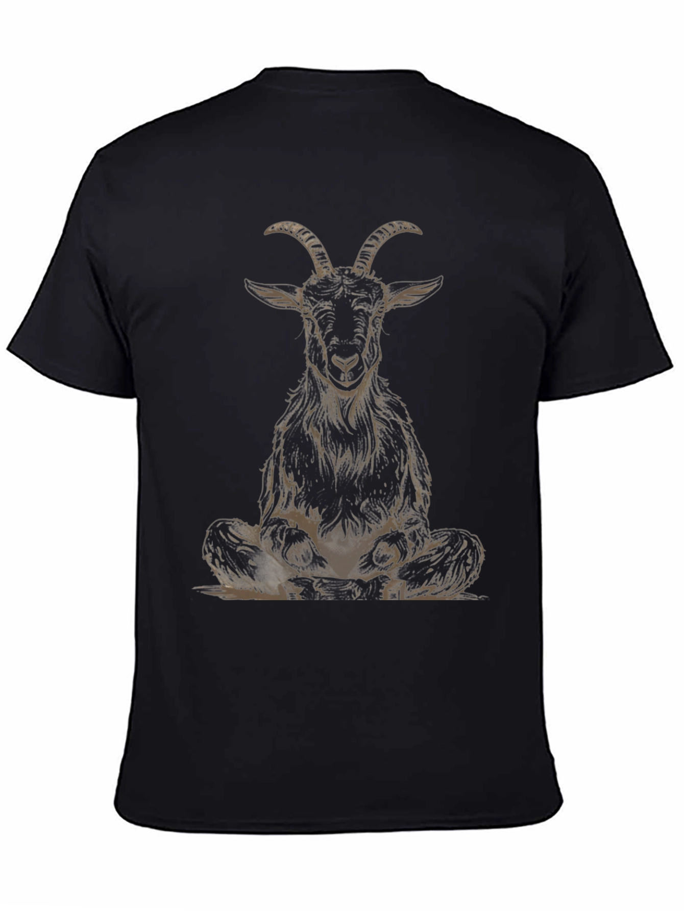 Black Meditating Goat Graphic Tee - Unisex Black T-Shirt view 4
