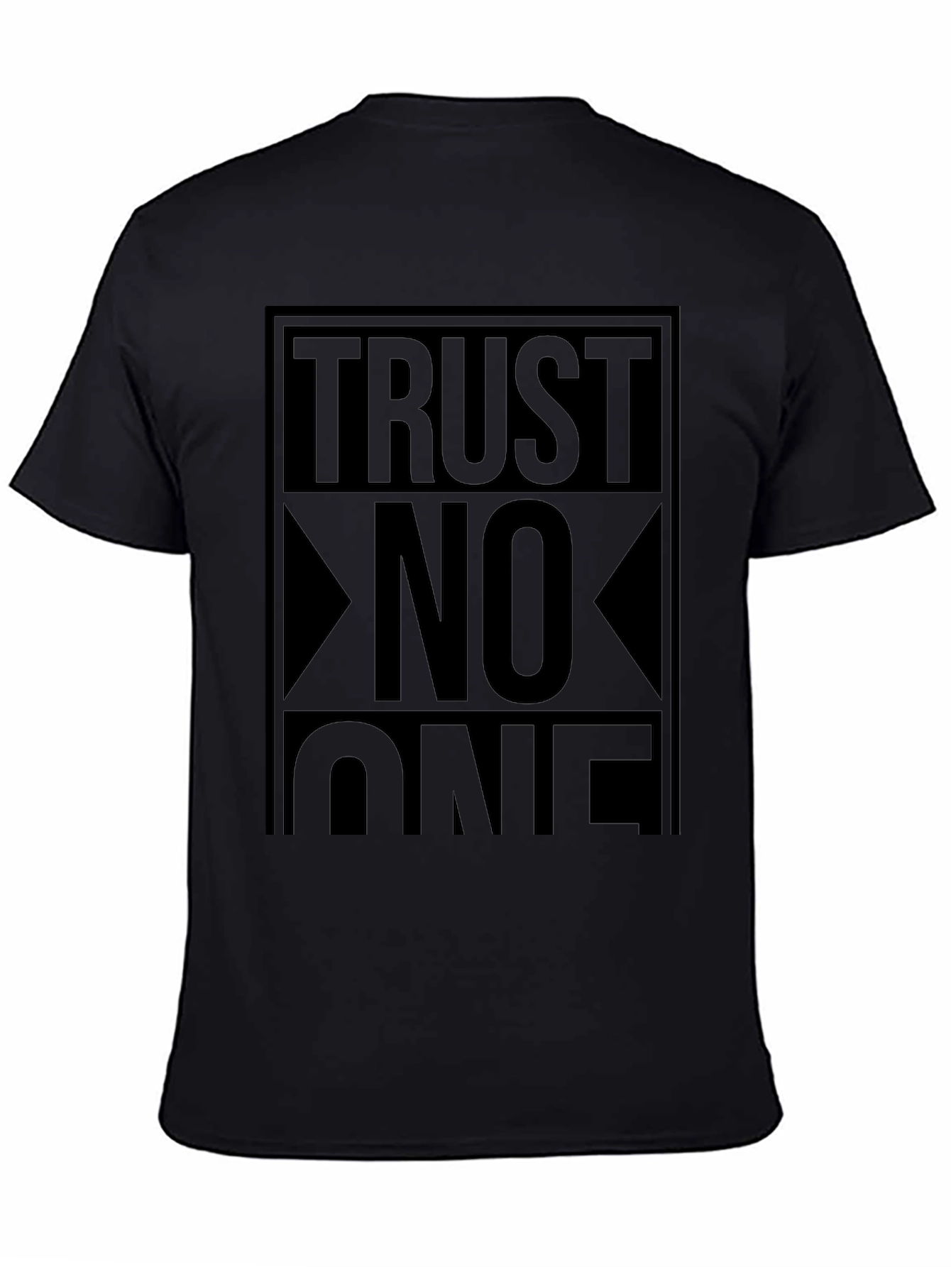 Black Trust No One Graphic Print Black T-Shirt view 4
