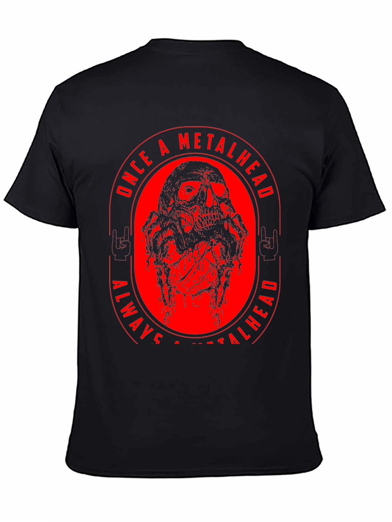 Black Metalhead Skull Graphic T-Shirt view 4