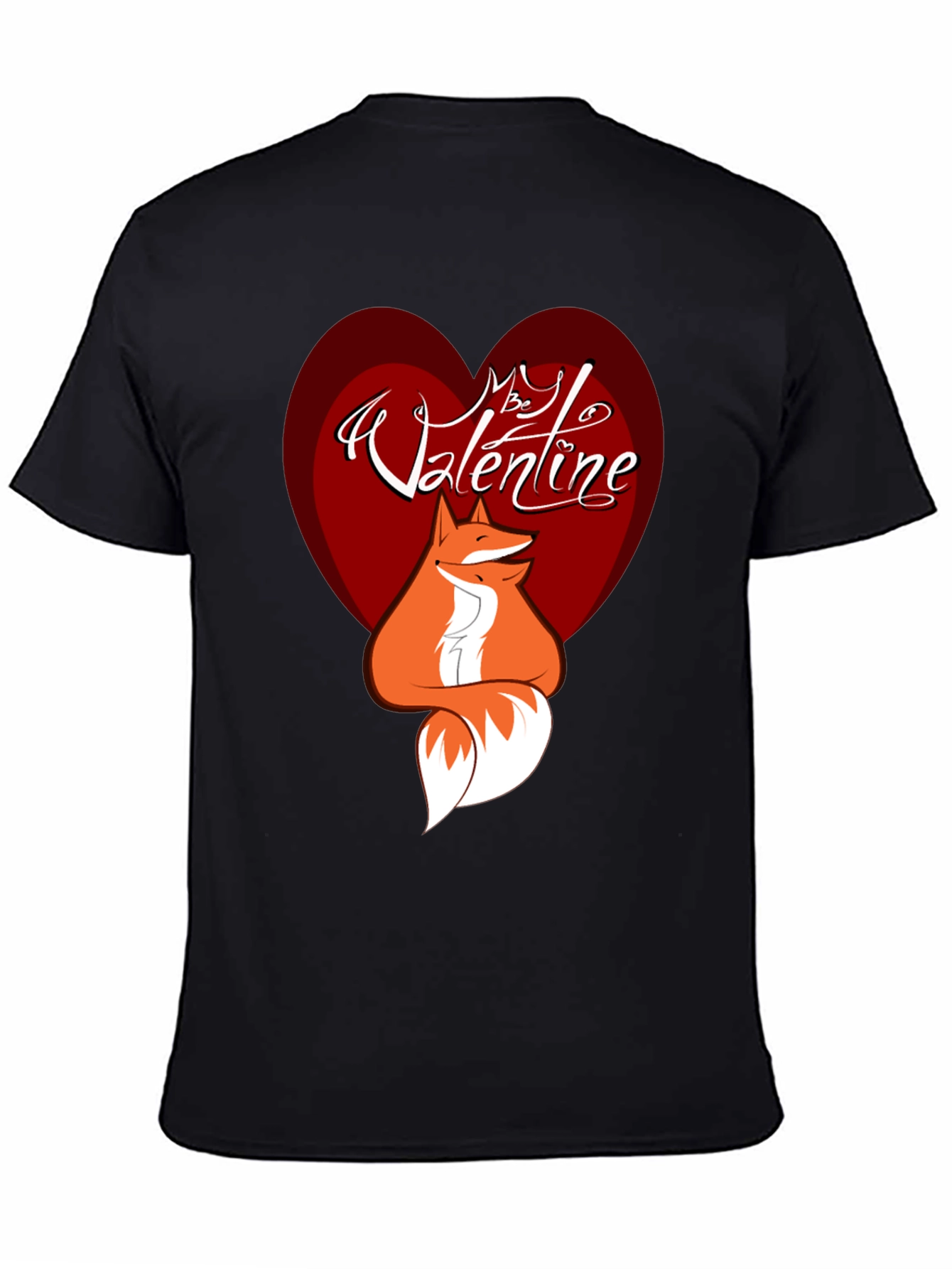 Black Valentine Fox Graphic Tee - Men's Black T-Shirt view 4