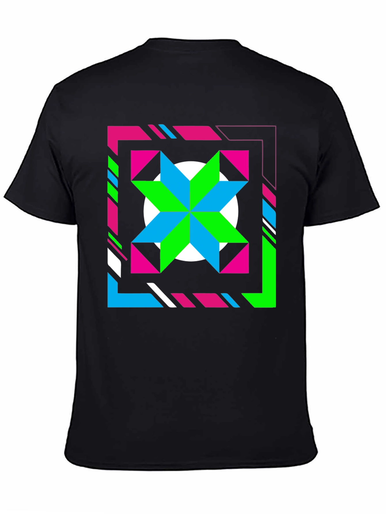 Black Retro Geometric Star Graphic Tee - Black view 4