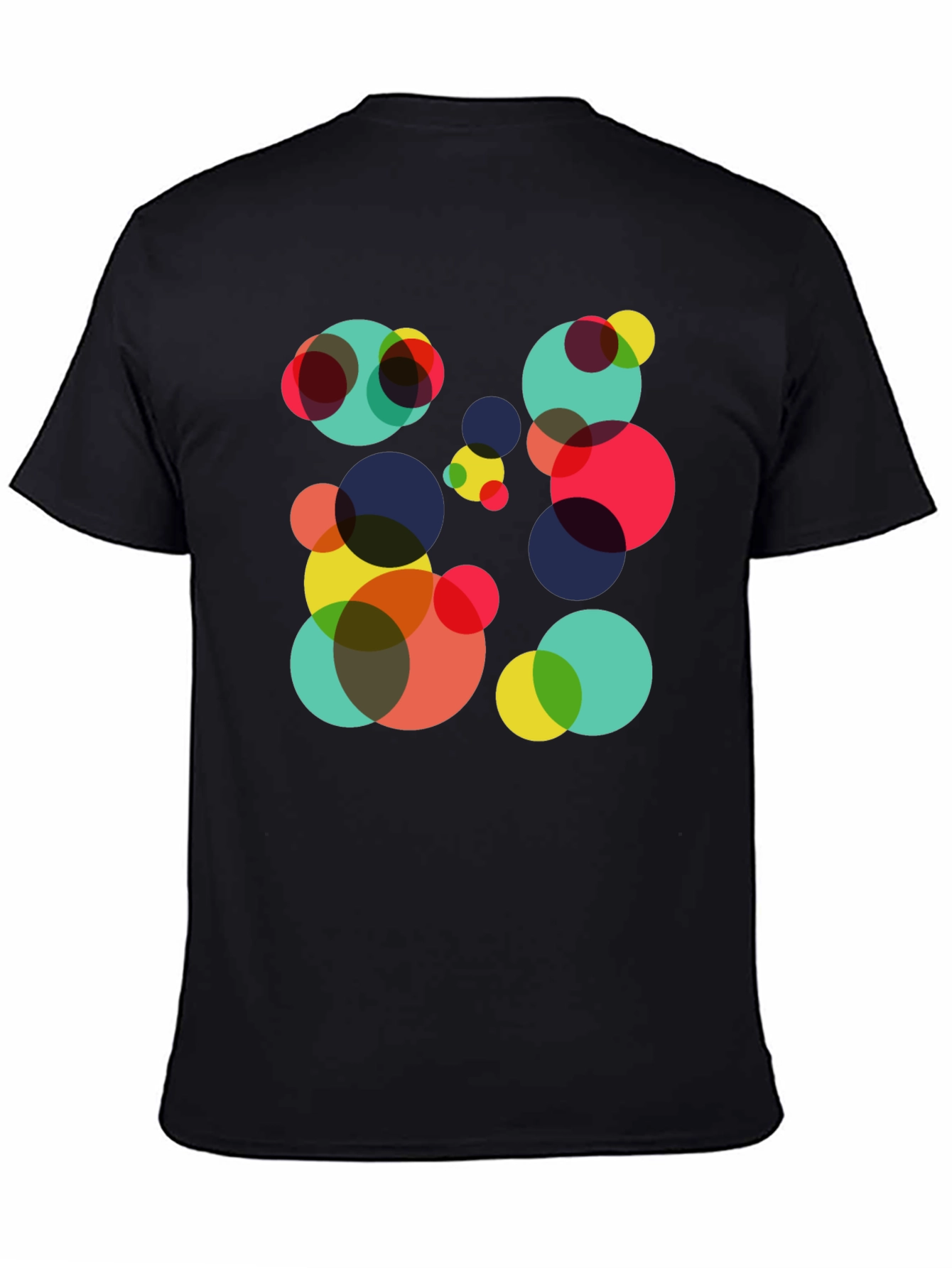 Black Abstract Circle Pattern Black T-Shirt view 4