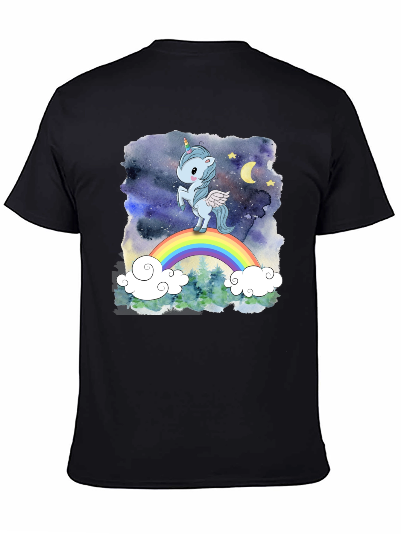 Black Unicorn Rainbow Graphic Tee view 4