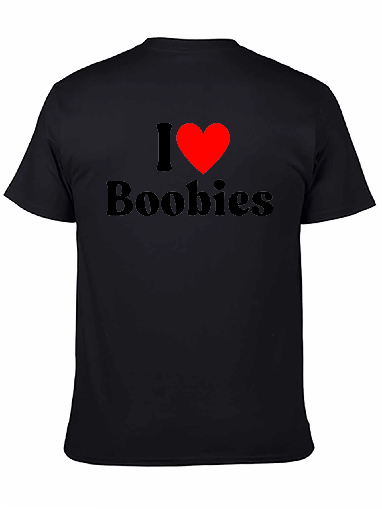 Black I Heart Boobies T-Shirt - Black Cotton Tee view 4