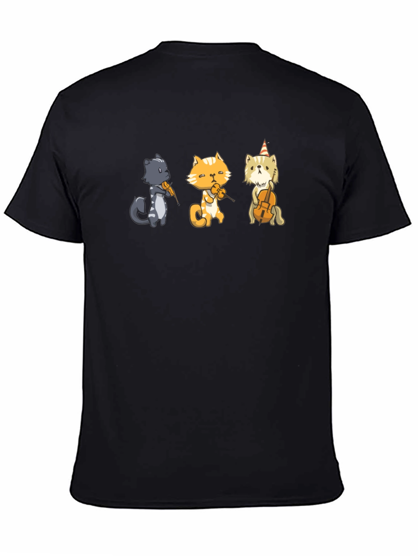 Black Cat Musicians T-Shirt - Black Cotton Tee view 4