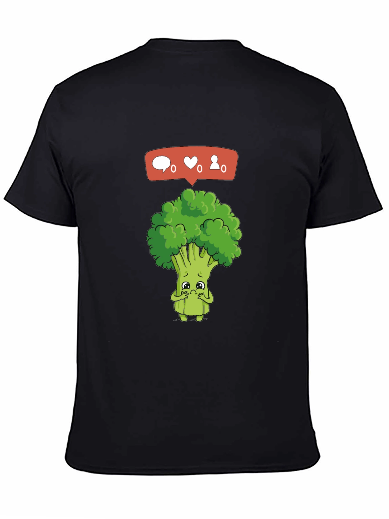 Black Sad Broccoli Graphic T-Shirt - Black view 4