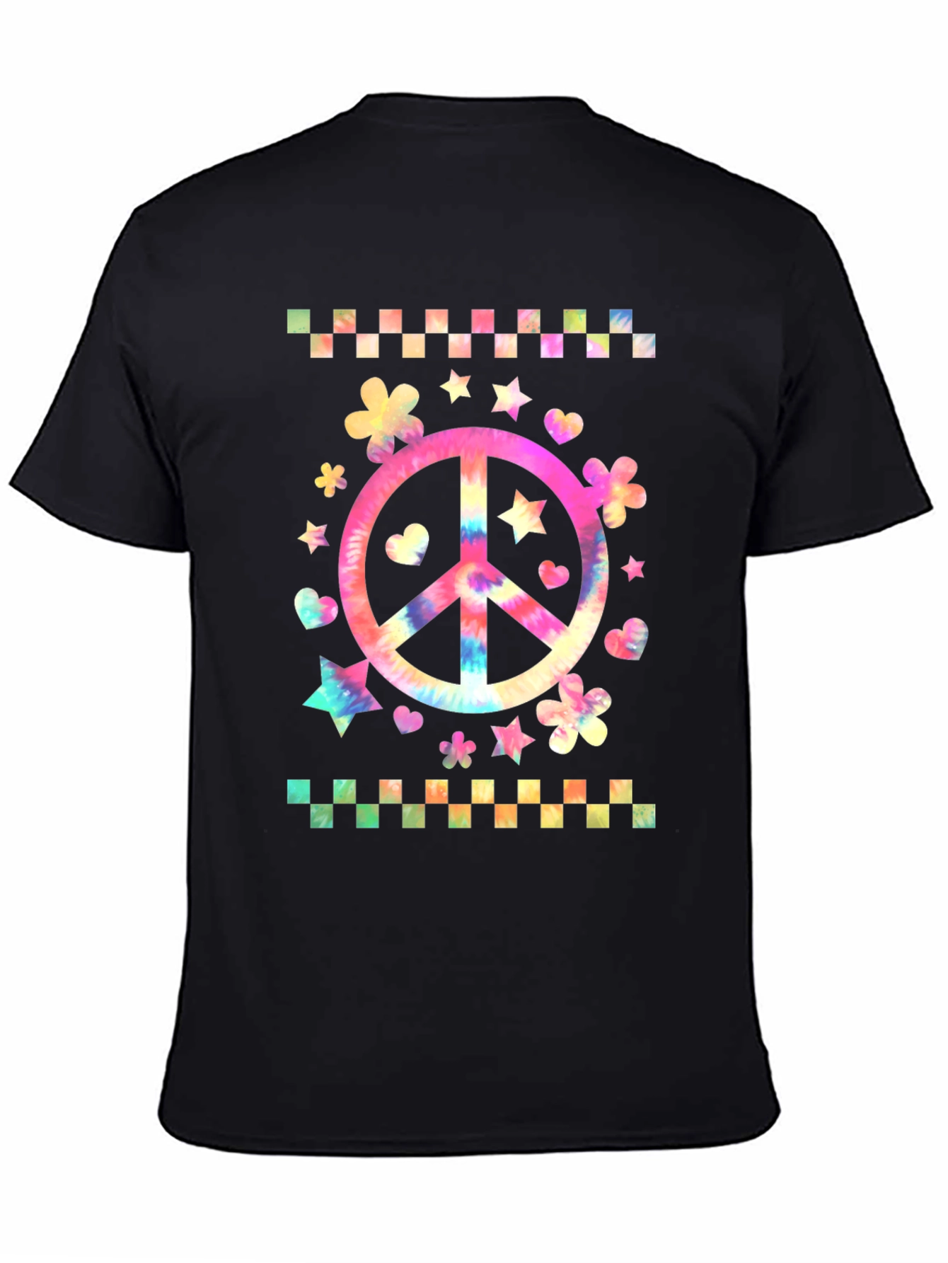 Black Tie-Dye Peace Sign Graphic Tee view 4
