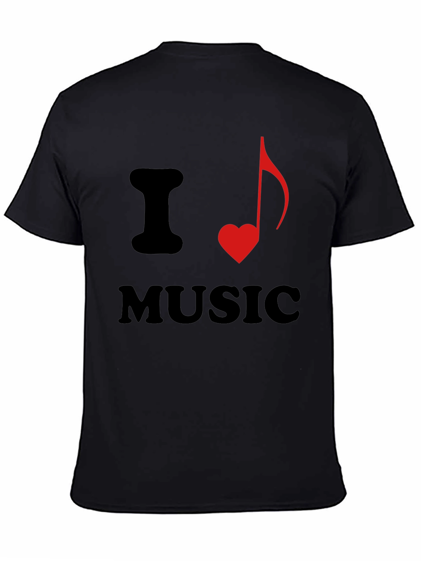 Black I Heart Music Graphic Tee - Stylish Black T-Shirt view 4