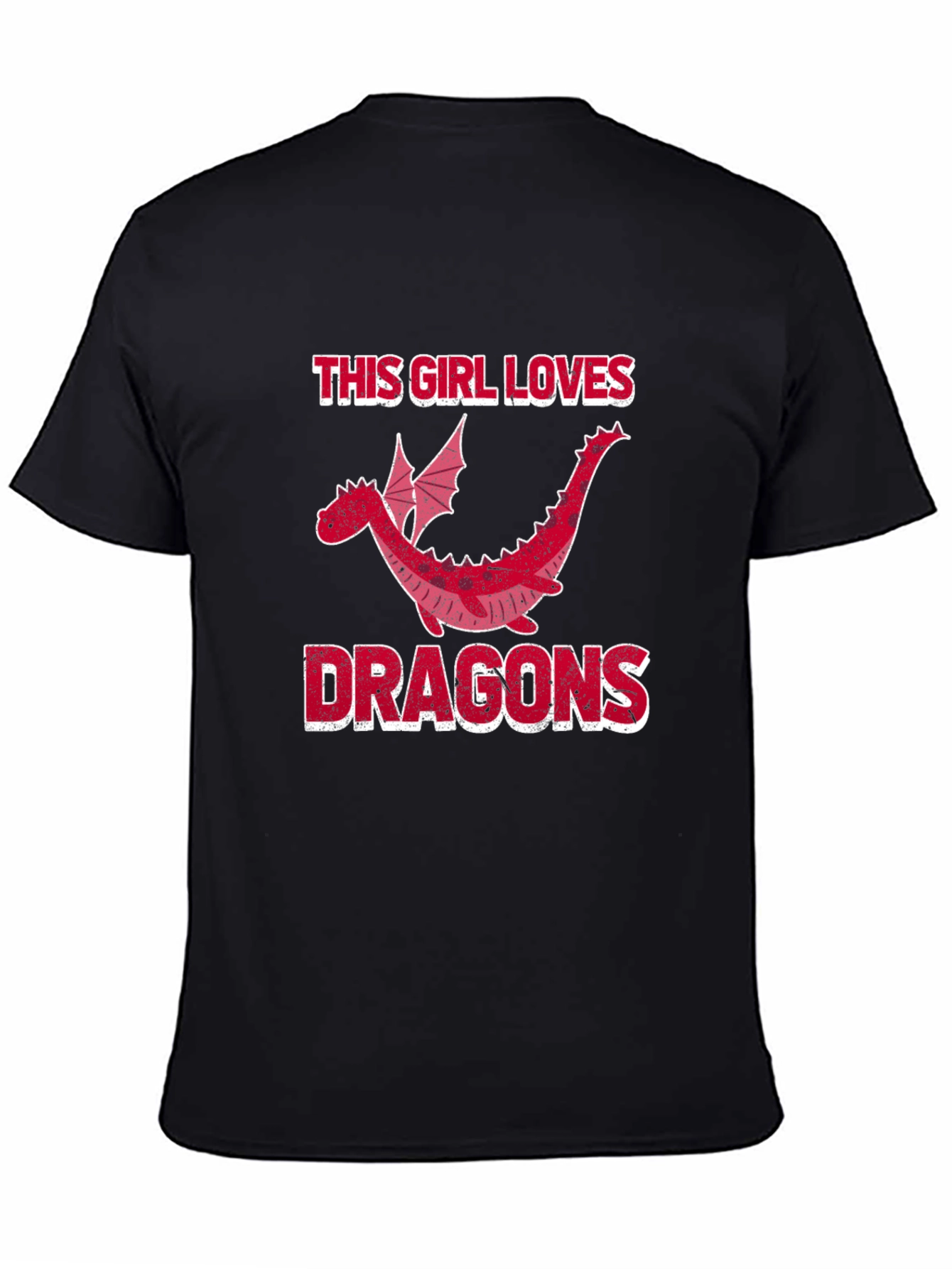 Black This Girl Loves Dragons T-Shirt - Black Graphic Tee view 4