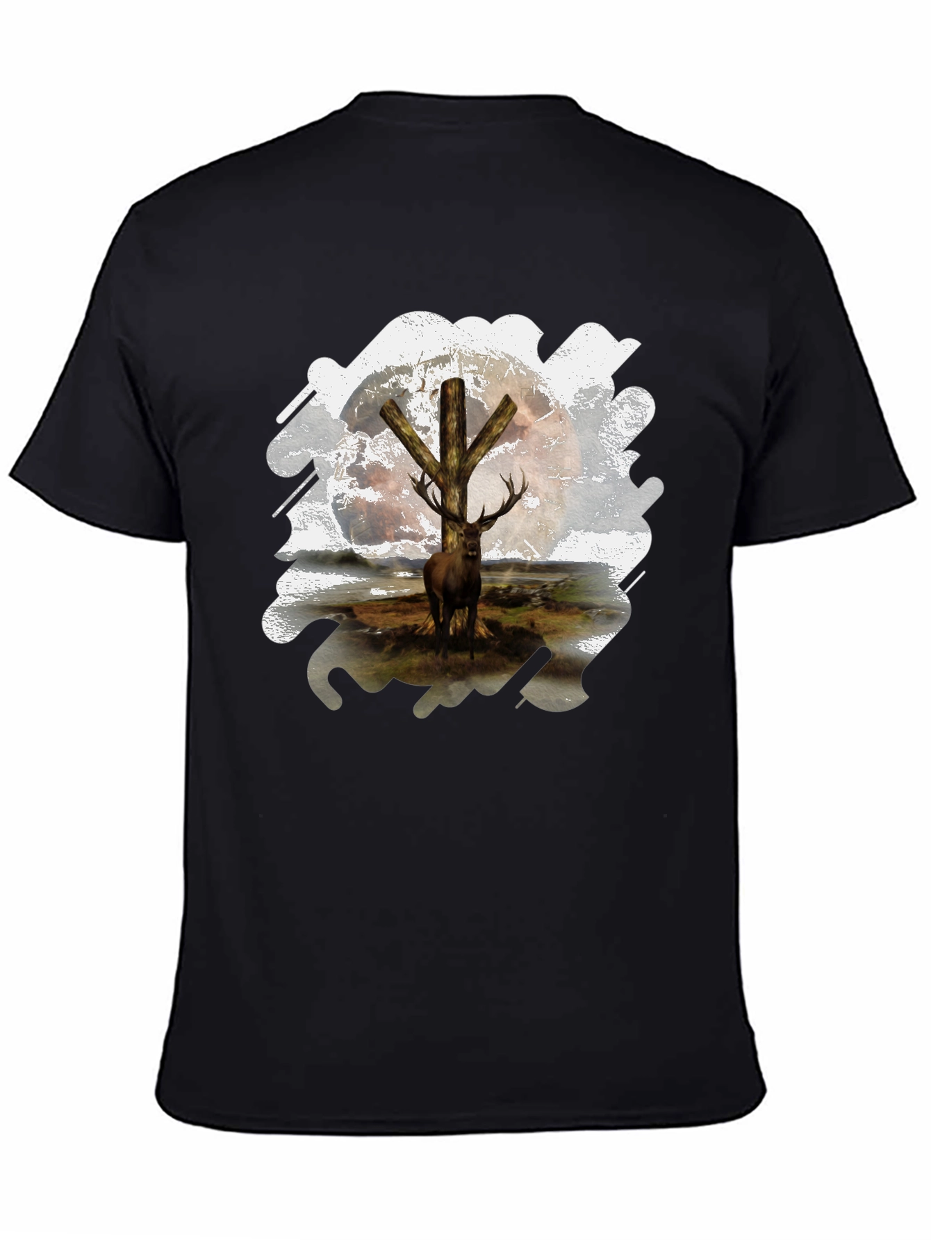 Black Mystic Deer Graphic Tee - Black view 4