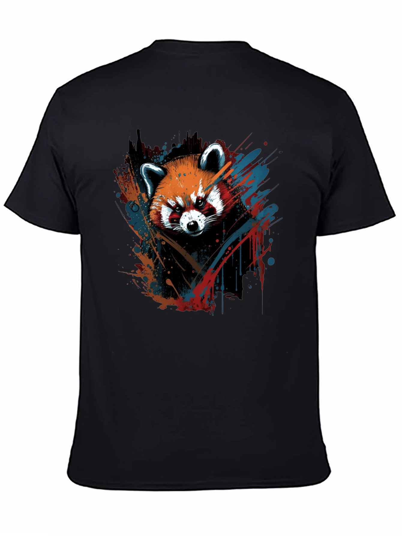 Black Red Panda Graphic Tee - Men's Black T-Shirt view 4