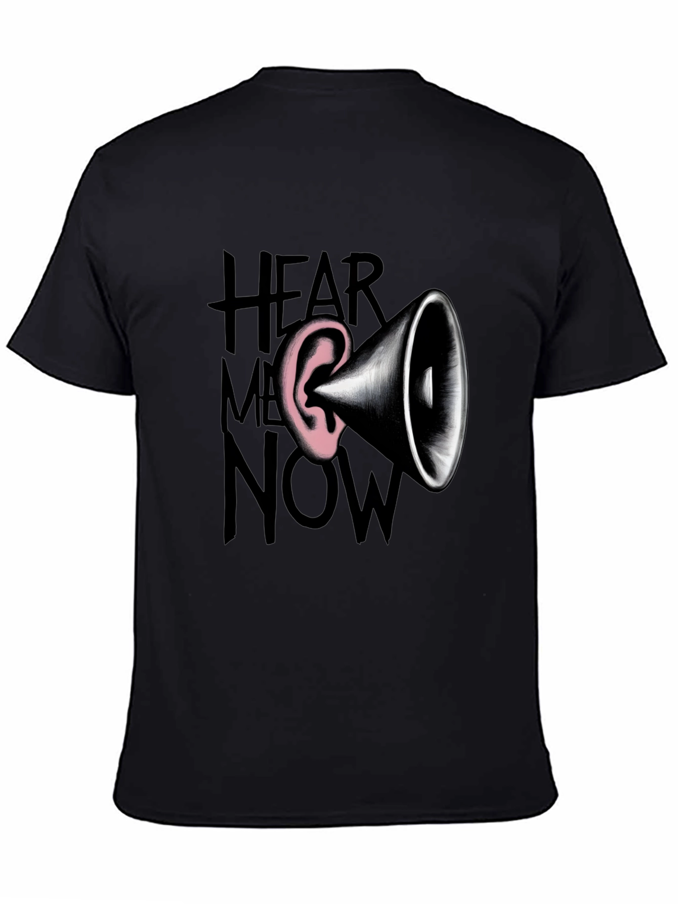 Black Hear Me Now Graphic Tee - Bold Statement Shirt view 4