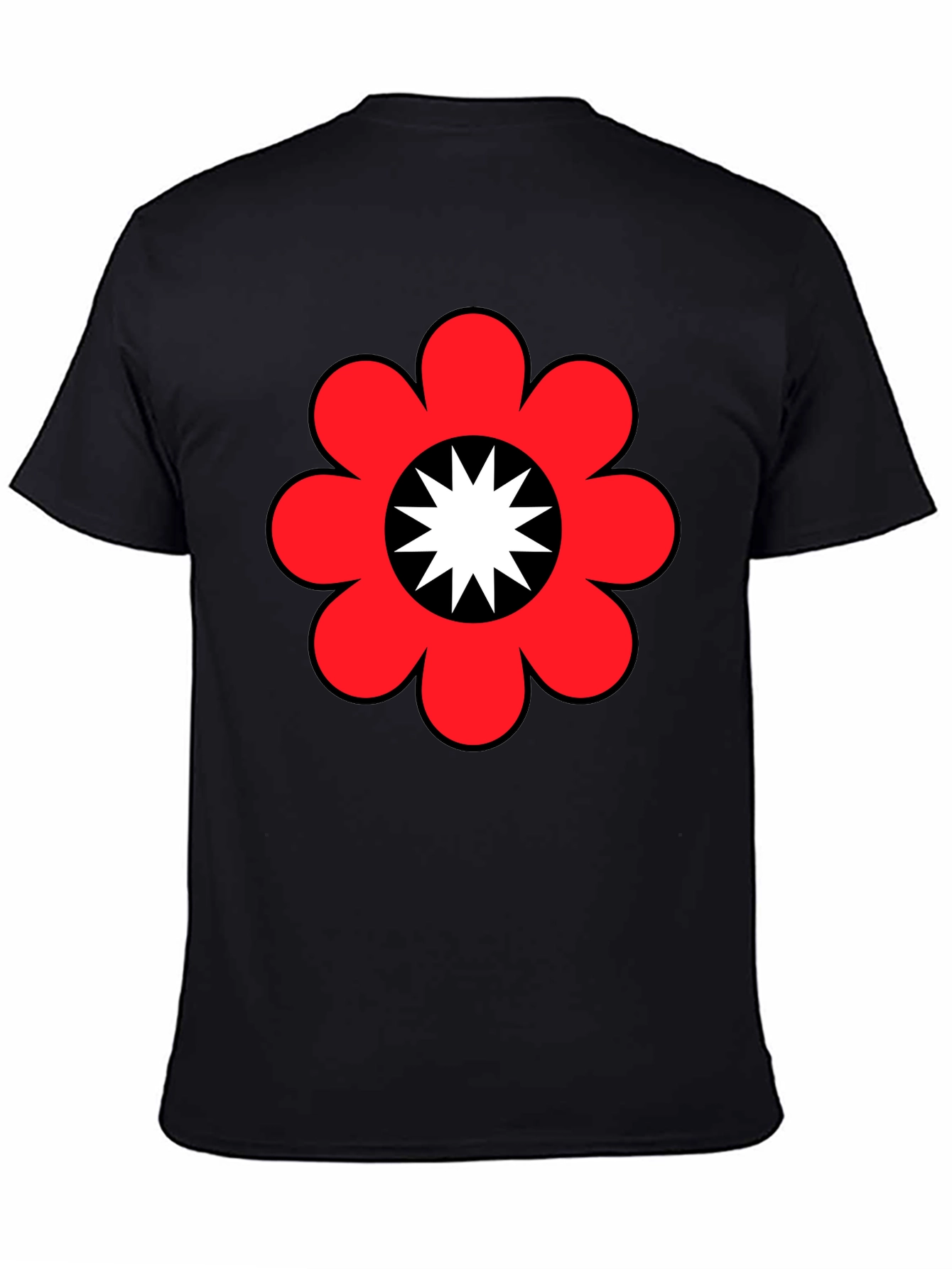 Black Retro Flower Power Graphic Tee - Black view 4