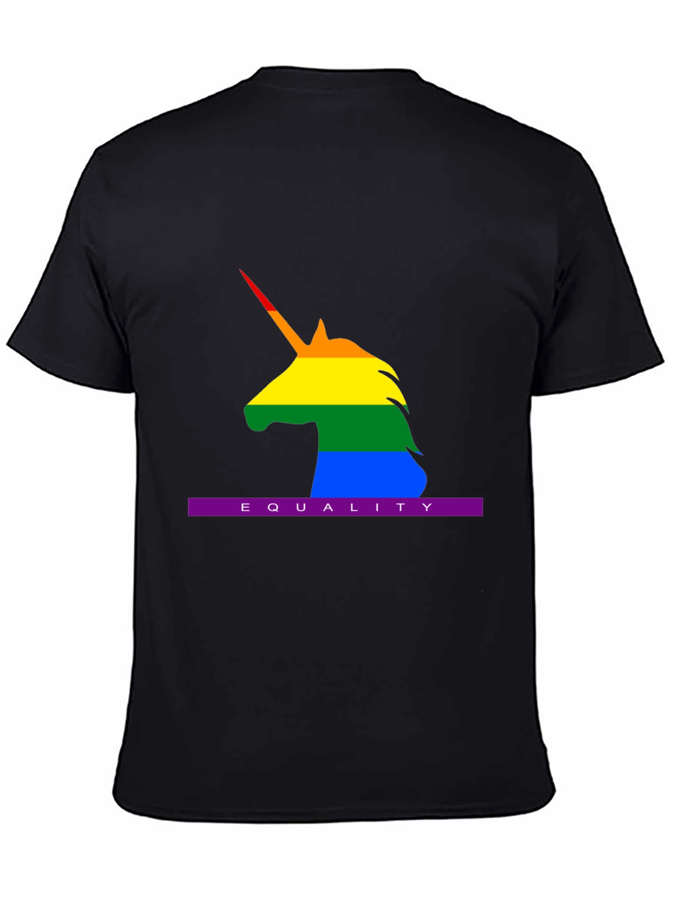 Black Equality Rainbow Unicorn T-Shirt - Pride LGBT view 4