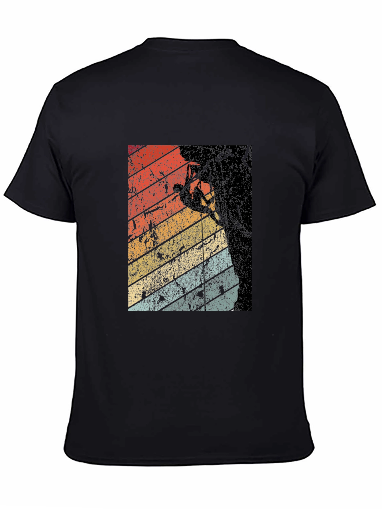 Black Retro Rock Climbing Graphic Tee - Black view 4