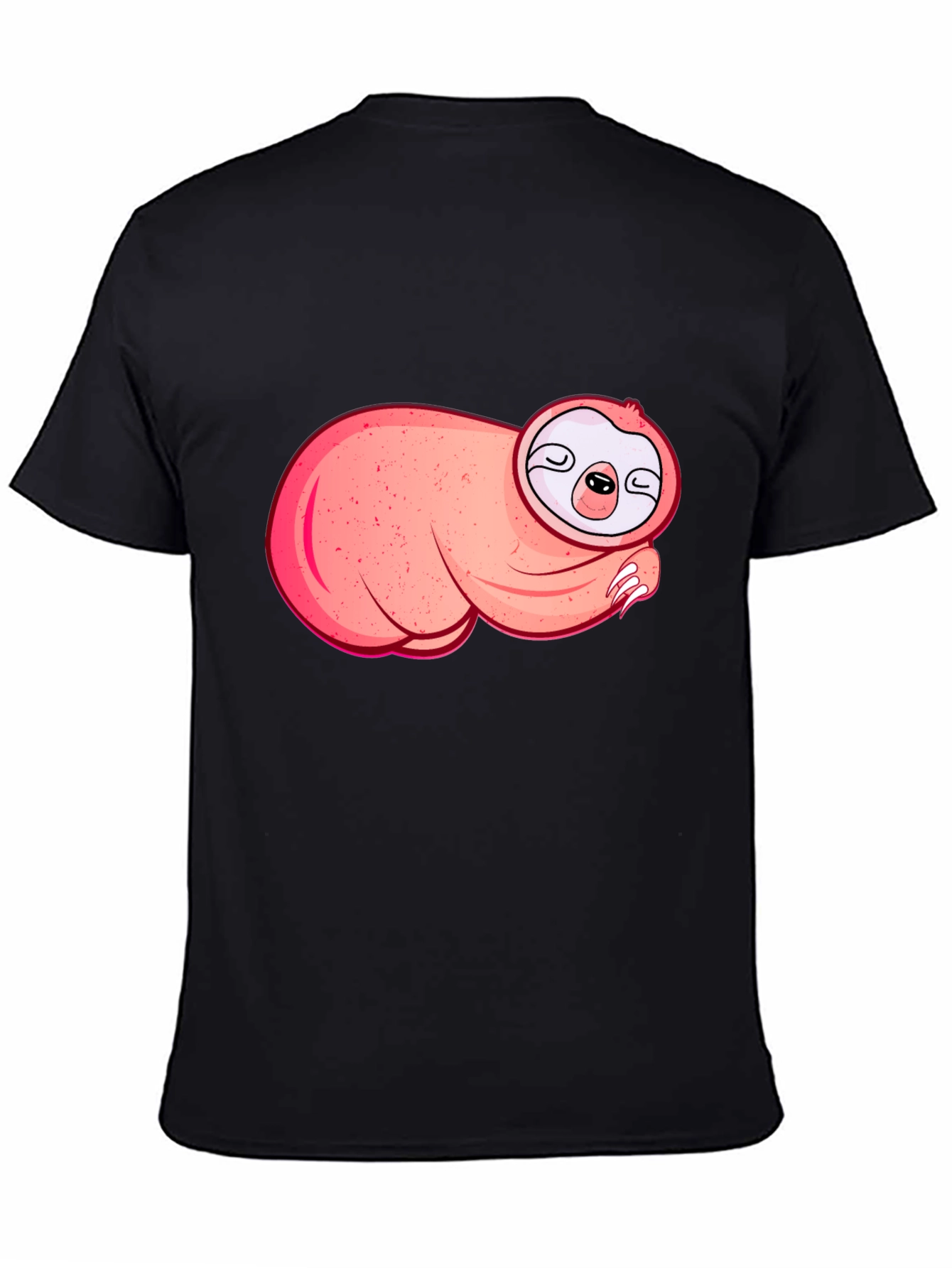 Black Cute Sloth Graphic T-Shirt - Black view 4