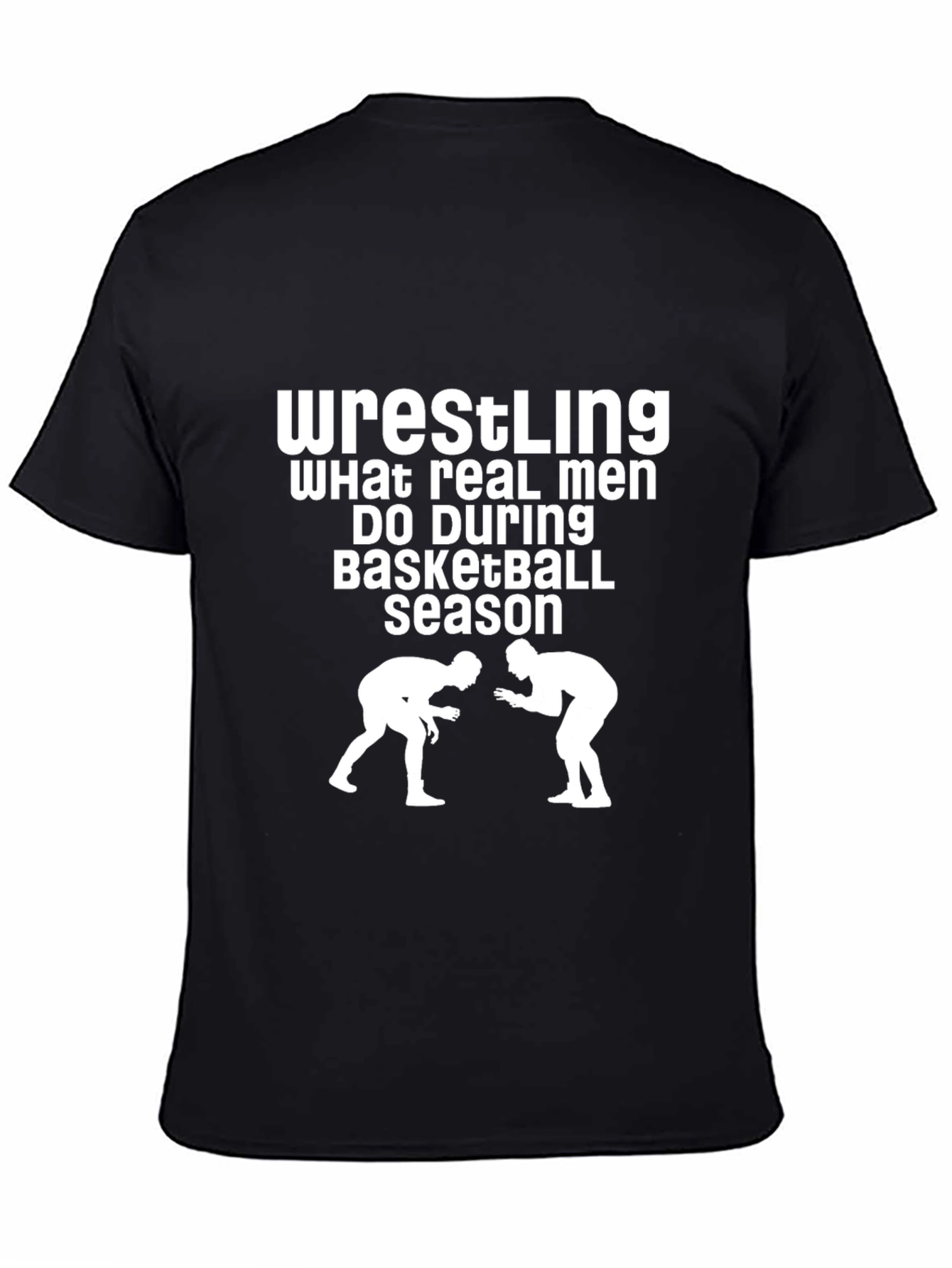 Black Wrestling Real Men's Graphic Tee view 4