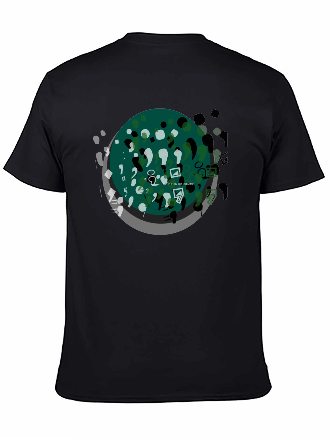 Black Abstract Art Graphic Tee - Black Casual T-Shirt view 4
