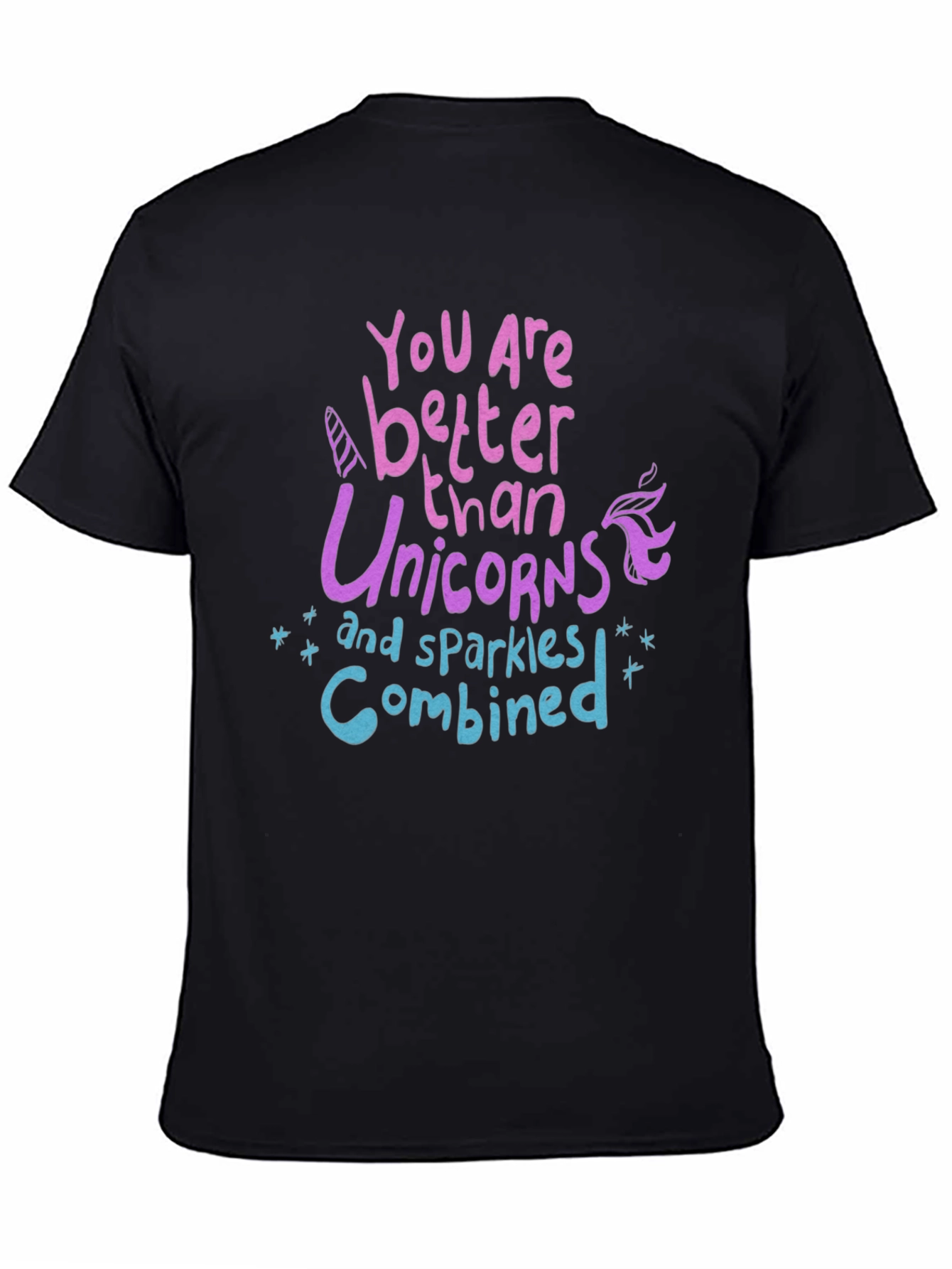 Black Unicorn Sparkle Graphic T-Shirt - Unisex view 4