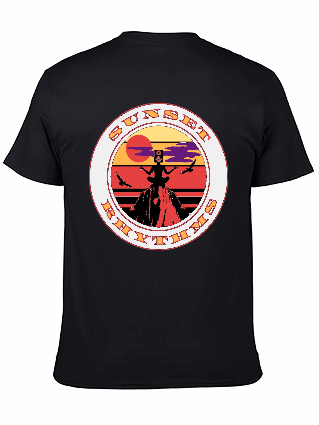 Black Sunset Rhythms Graphic Tee view 4