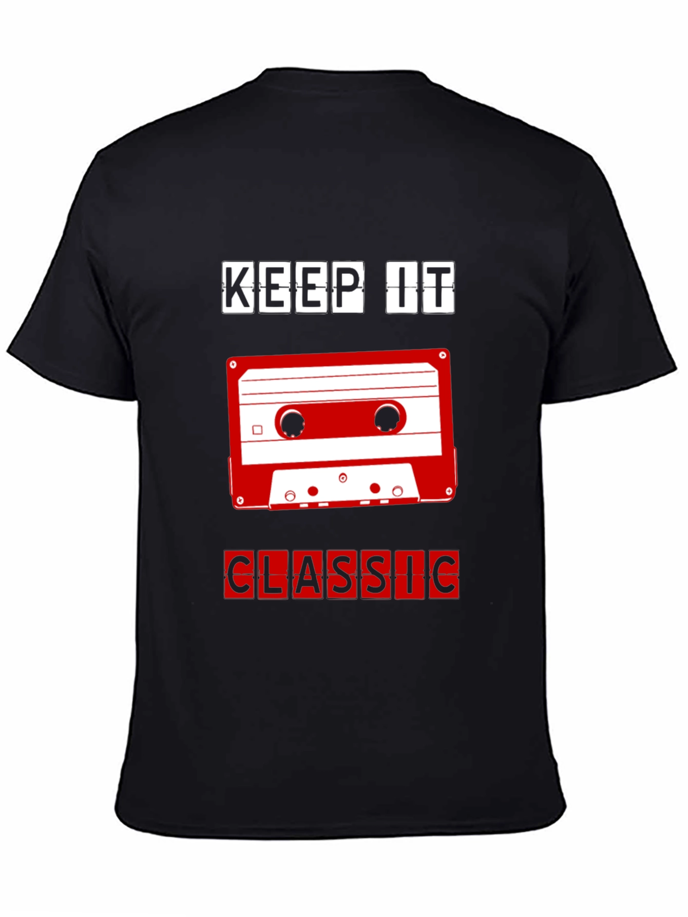 Black Keep It Classic Retro Cassette Tape T-Shirt view 4