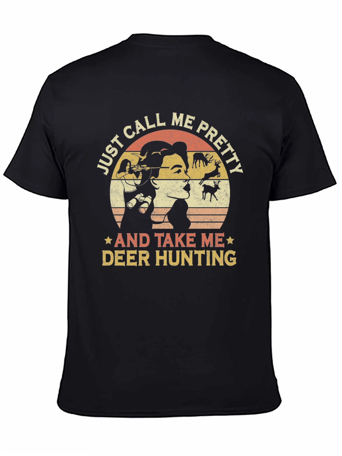 Black Just Call Me Pretty Deer Hunting Graphic Tee view 4