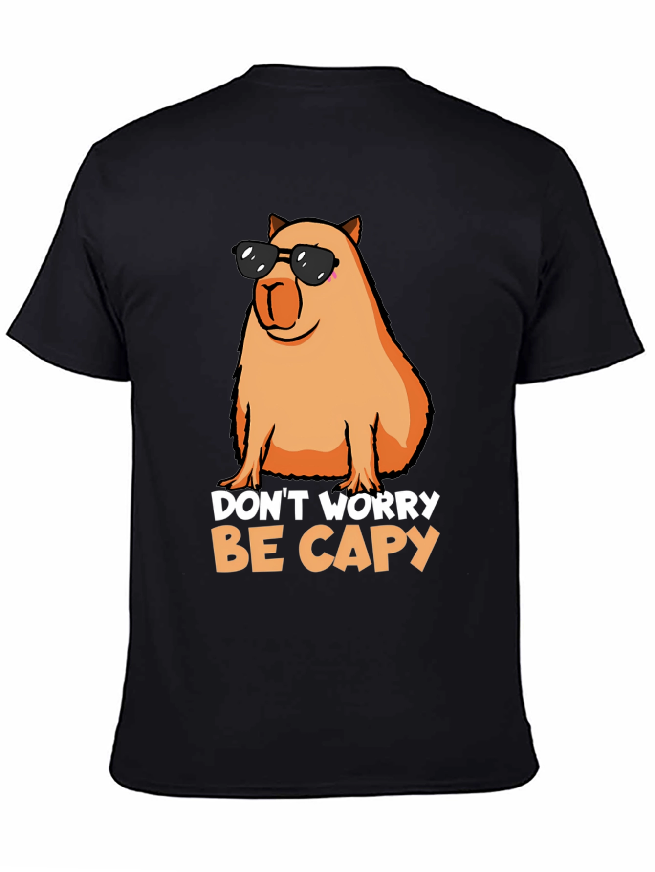 Black Don't Worry Be Capy T-Shirt view 4