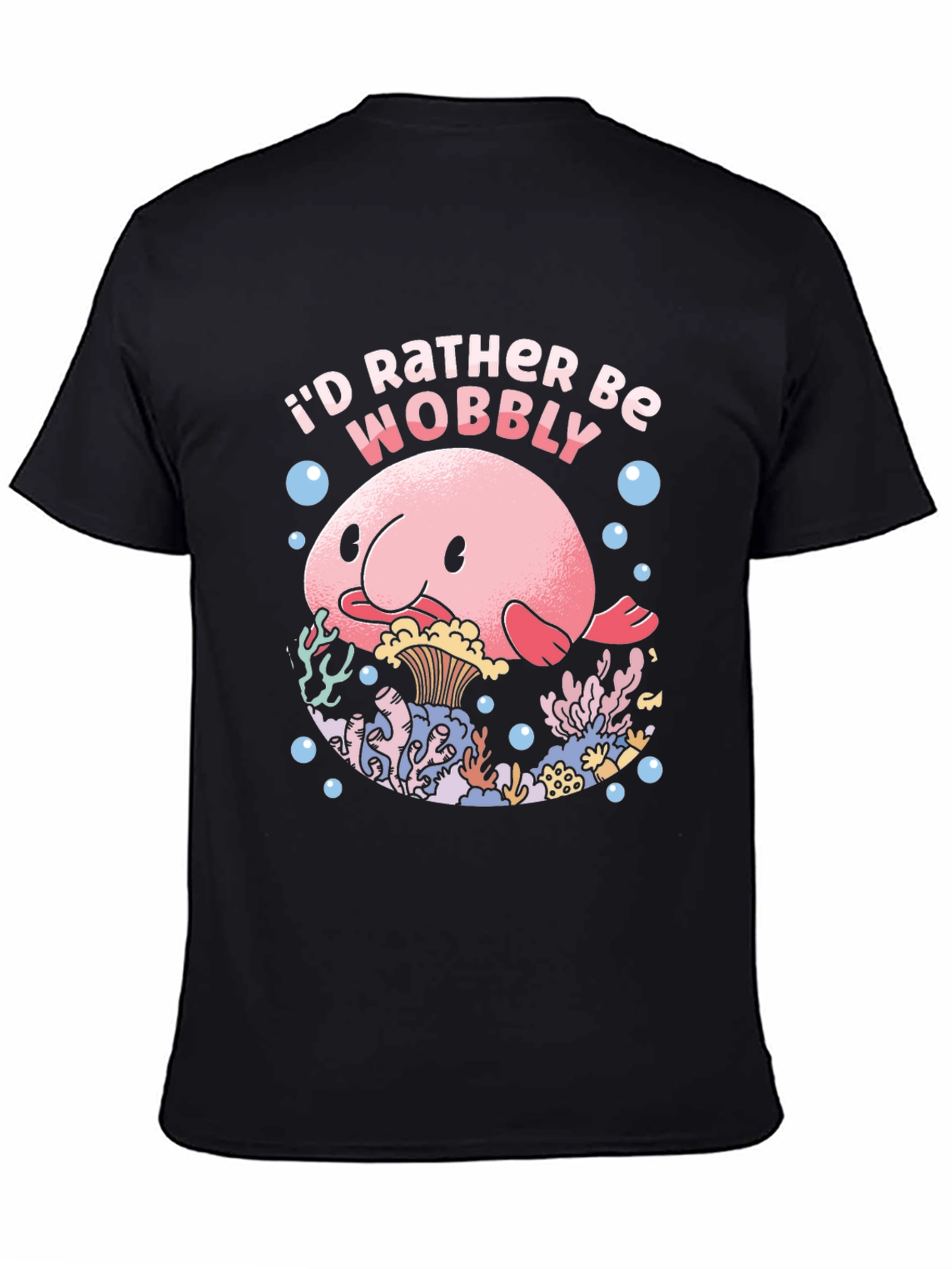 Black I'd Rather Be Wobbly Blobfish Graphic Tee view 4