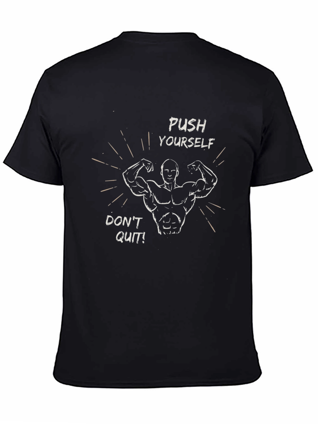 Black Motivational Push Yourself Graphic Tee - Black view 4