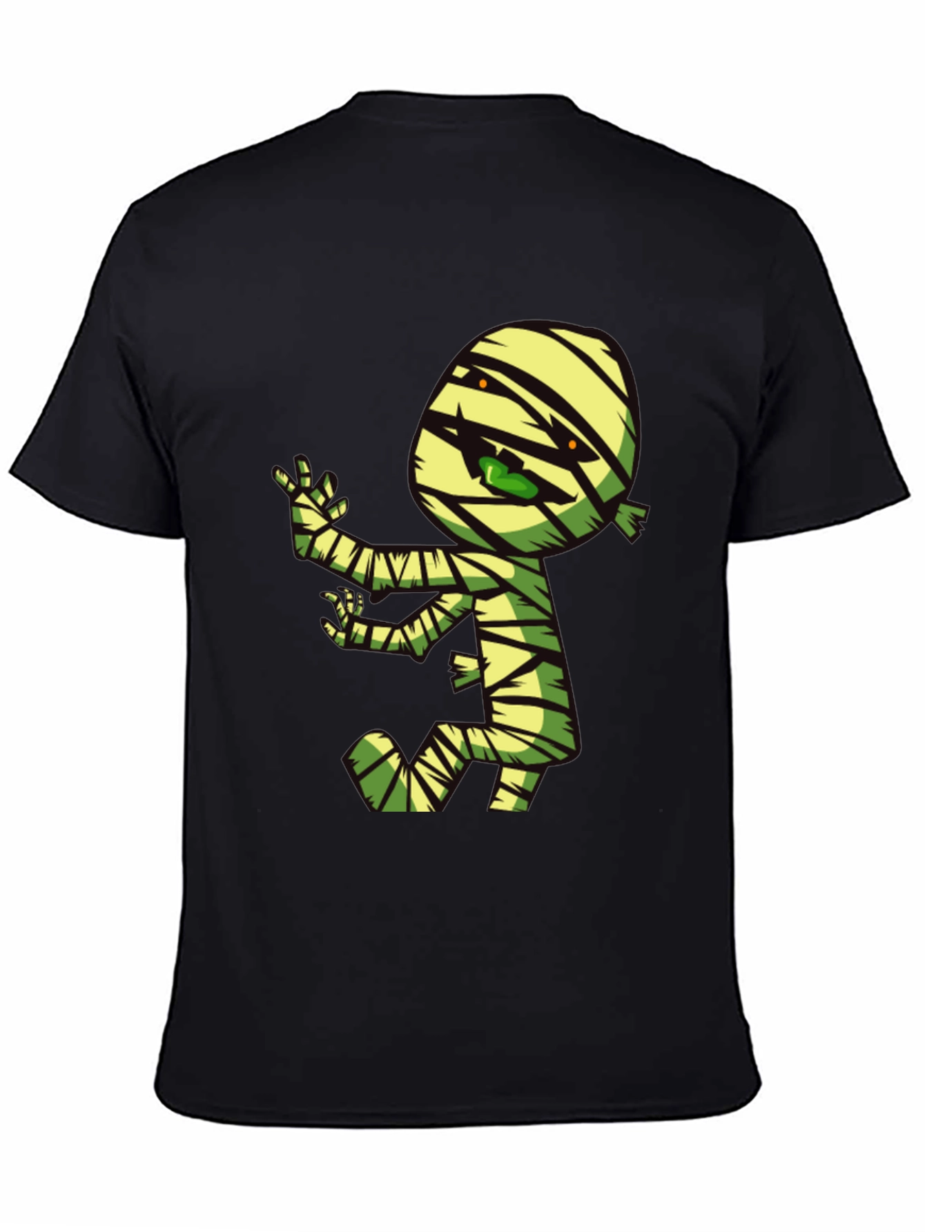 Black Cartoon Mummy Graphic T-Shirt - Spooky Fun! view 4
