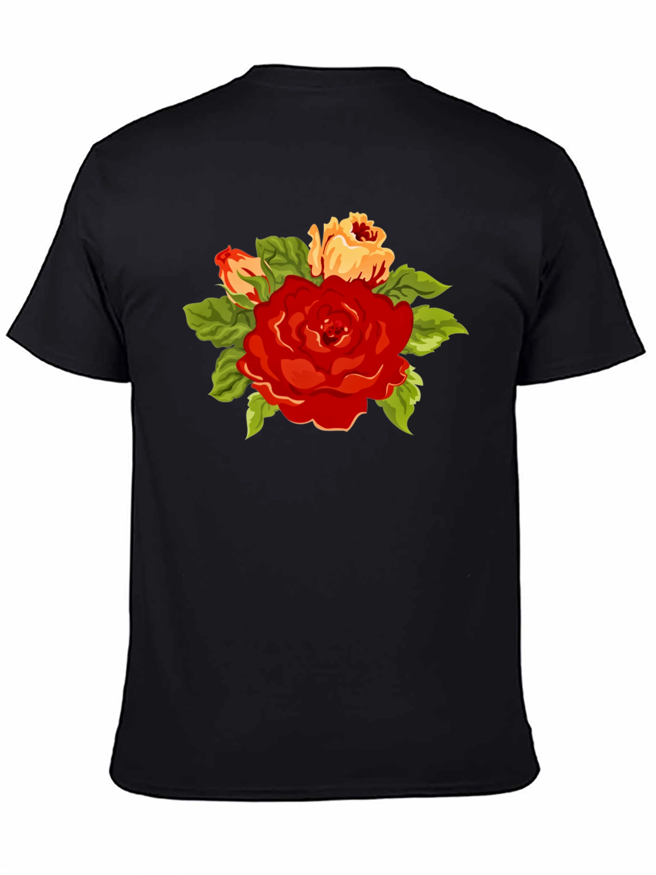 Black Floral Graphic Black T-Shirt view 4