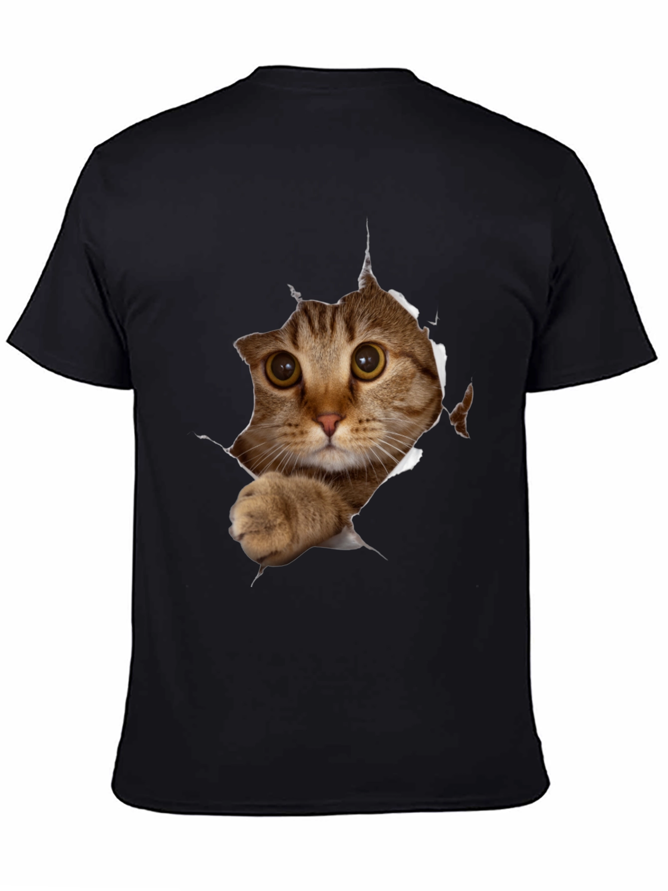 Black Cat Peeking T-Shirt - 3D Graphic Tee view 4
